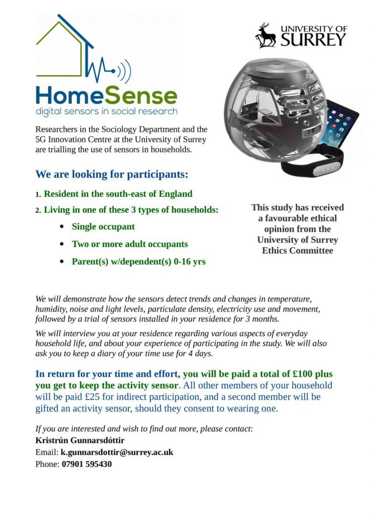 The flyer for the HomeSense field trial